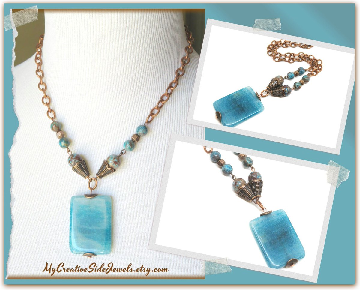 Gemstone pendant necklace ➡️ etsy.com/listing/822664… #tealagate #agatenecklace #gemstonejewelry #gemstonenecklace #coppernecklace #bohojewelry #etsyjewelry #jewelry #necklaces #shopsmall #smallbusinesslove #tealjewelry @SGH_RTs #giftforher @EtsyRetweeter #etsyshop #integritytt