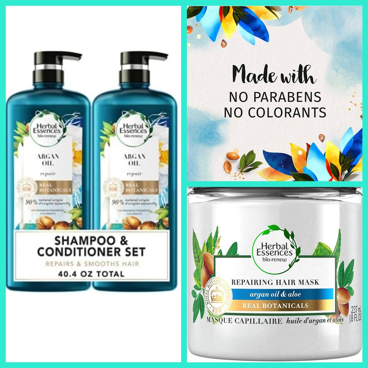 s_summan's tweet image. Say goodbye to dry, damaged hair with our Herbal Essences Repairing Argan Oil of Morocco set and bio: renew Argan Oil &amp;amp; Aloe Repairing Hair Mask. Get ready for healthy, shiny locks! 💆‍♀️✨ #HairRepair #ArganOil #HealthyHair

👇#amazonfinds 
amzn.to/3pfXZp5