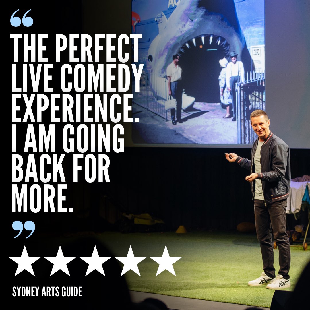 Rove's tweet photo. Slide Night is currently on at @SydOperaHouse and it has been way too much fun than should be legally allowed. If you’re in Sydney, come along and check it out. A new show every night! Tickets at https://t.co/n1vIw8pVfH https://t.co/99DjQ9j5Kq