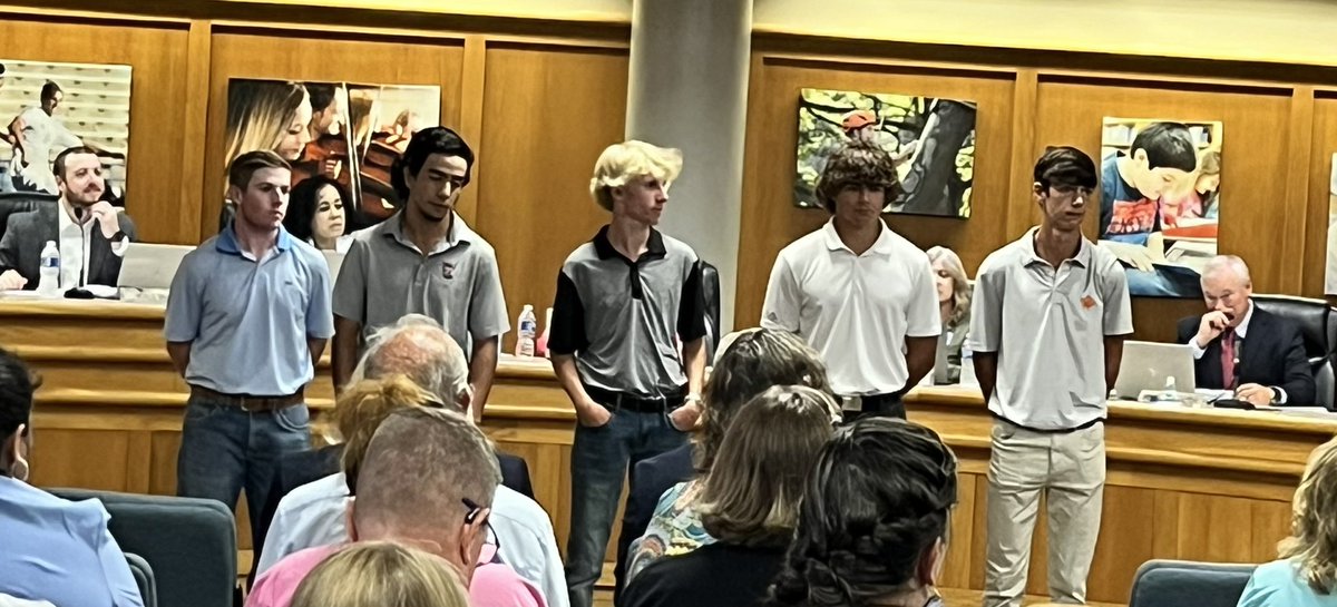 At @SanAngeloISD Board Meeting, Central Bobcats golf team recognized. Colin Leonard won district and participated at state golf tournament