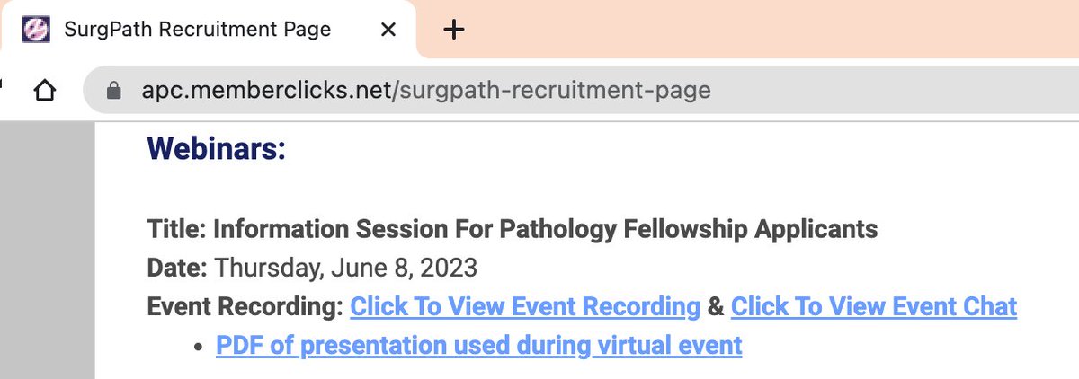ICYMI: Information Session for Pathology Fellowship Applications event recording and PDF are up.  Strongly recommended for anyone applying for fellowships this year!  
apc.memberclicks.net/surgpath-recru…
#PathTwitter #pathology #UnifiedApproach