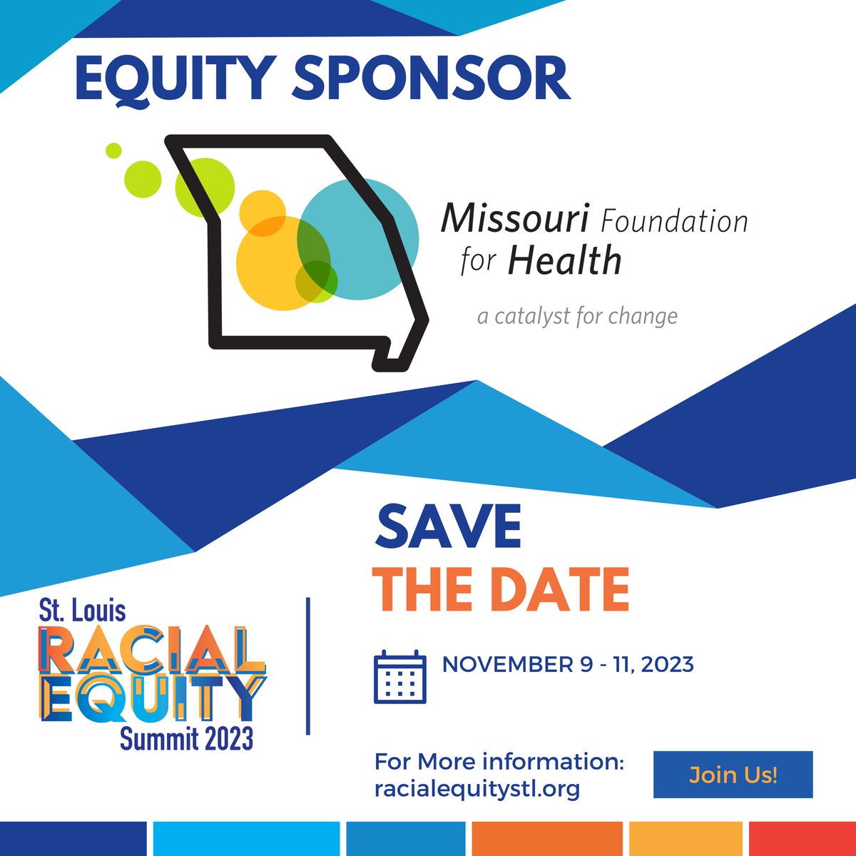 Join us at the 2023 St. Louis Racial Equity Summit! Sponsors like Missouri Foundation for Health help  amplify impact, reach more communities, and create lasting change.  Thank you! #STLRES23 #RacialEquity #TogetherWeRise #Summit2023 #RacialJustice #CommunityAction #InclusionNow