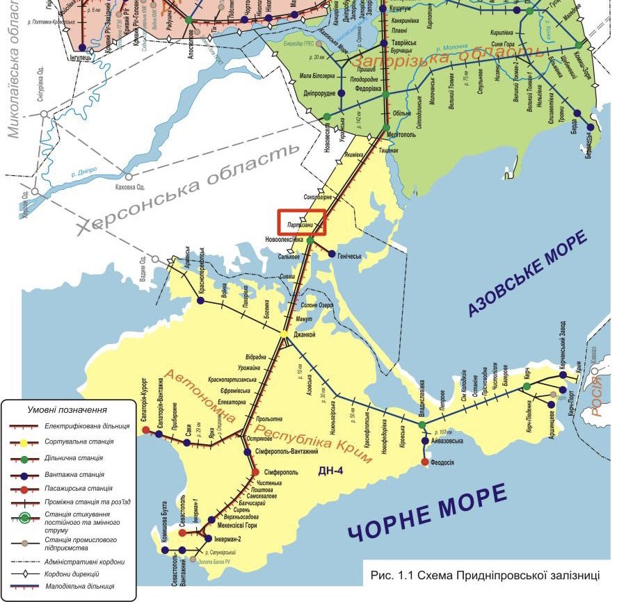 ... again, for a better overview: this is - or was - the #partisany railway stop on the vital supply line that originates from #crimea. i expect that once #ukraine has denied all railway-bound supply lines and destroyed dumps along them, the heavy reserves move in.