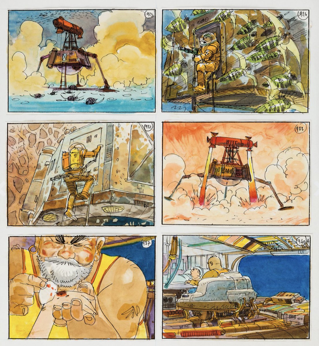 Jean ‘Moebius’ Giraud storyboards for Time Masters (1982)