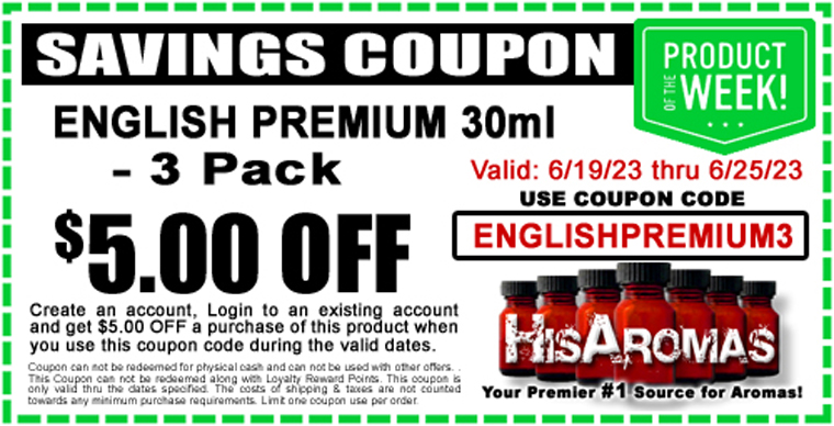 HURRY Get $5.00 OFF - Product of the Week - ENGLISH PREMIUM 30ml 3 Pack (That's ONLY $14.28 a bottle) @ hisaromas.com/solvents/ #Cleaners #Solvents #Aromas #RewardPoints #FastShipping #Masterbators #BestDeals #BestPrices #EnglishPremium
