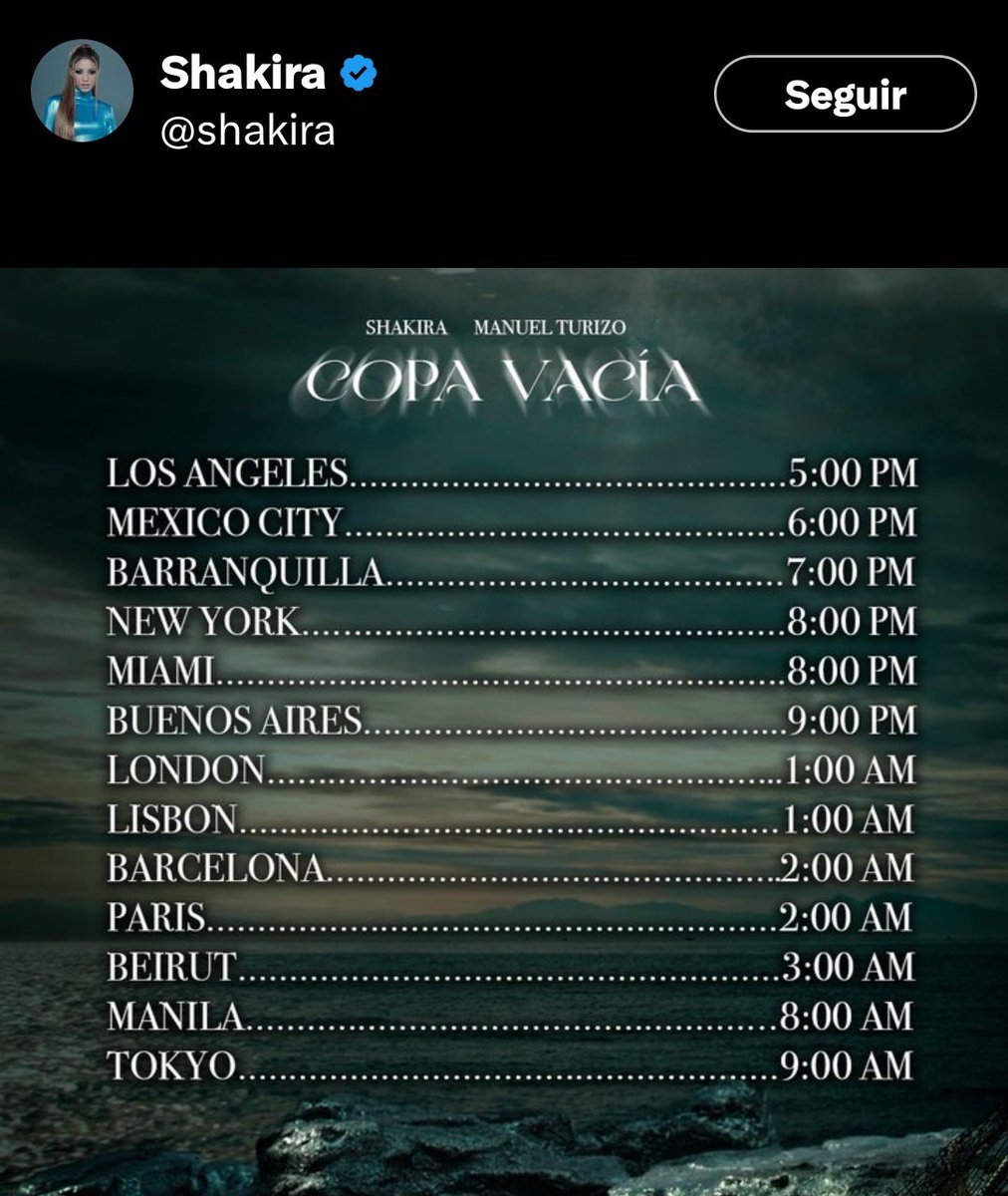 Hora Barranquilla. Ni siquiera Bogotá. Bien por #Shakira