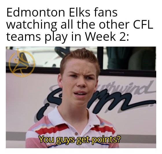 It's #MemeMonday. One last stab at Week 2 before moving on to Week 3. Brighter times ahead!
#RepFromSectionX #GoElks #CFL #YEG #JoinTheHerd 🦌