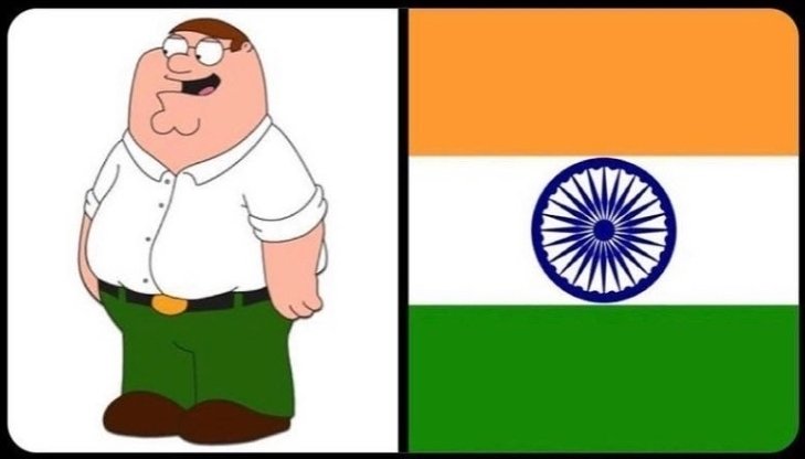 wolf_schwet's tweet photo. @ScottJonesy @LozzaFox Just  like how the Indian flag is clearly making reference to Peter Griffin https://t.co/DO4ZystHTa