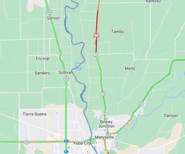 #TrafficAlert SR-70 north of Marysville is blocked due to a head on collision. Tow trucks are on the way but the highway may remain closed until the vehicles are removed. There is no alternate route or time for reopening! #KnowBeforeYouGo #QuickMap