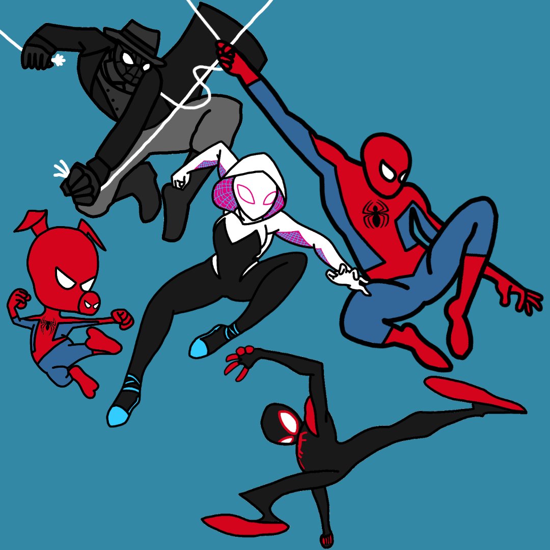 6364Rorschach's tweet image. El Spider-Verse, luego de ver Across The Spider Verse, revisité la primera pelicula y es MAGISTRAL y este dibujo va desicado a los 5 actores de doblaje que le dieron voz a los Spider-Mans principales.
@EmilioTrevino_ @PilgrimMcfly @SalvadorDelgad @BUCKMAISTER #alondrahidalgo