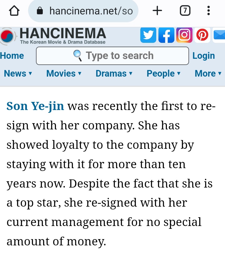 #SonYeJin was the first to re-sign with her company. She has shown loyalty to the company by staying with it for more than ten years now. Despite the fact that she is a top star, she re-signed with her current management for no special amount of money. #손예진