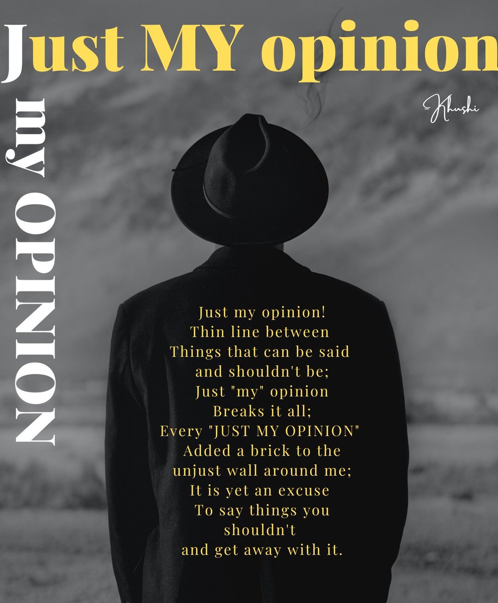 Keep your opinions with yourself unless asked!💯
#poetry #poetrycommunity #poetryisnotdead   #poetrylovers  #poetryislife #poetrysociety #poetryofig #2linespoetry #lovepoetry #poetryslam #poetryinmotion #herheartpoetry #sadpoetry  #typewriterpoetry #poetryislove  #poetrybooks