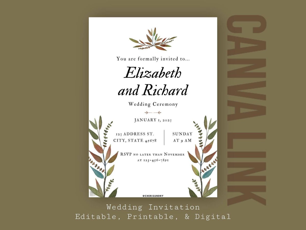 shopcherryPOP's tweet photo. my #etsy shop: Colorful Watercolor Leaves Wedding Invite Save the Date Invitation Printable Digital Card Template Canva Link Ceremony Nature Botanical Fall https://t.co/ceAe63ACAO #brown #wedding #thanksgiving #green #cardtemplate #canvatemplate #editablecard #printabl https://t.co/EIzRD4lBrS