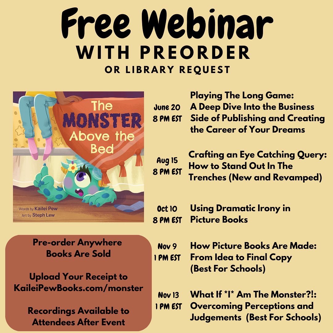 KaileiPew's tweet photo. Thrilled and grateful that over 70 people have registered for this FREE webinar!! Will I be seeing YOU there?? 

Simply preorder or library request THE MONSTER ABOVE THE BED. Tonight is the LAST chance to register for tomorrow’s event. 

More to come in the future! https://t.co/4hTUQ9qWqi