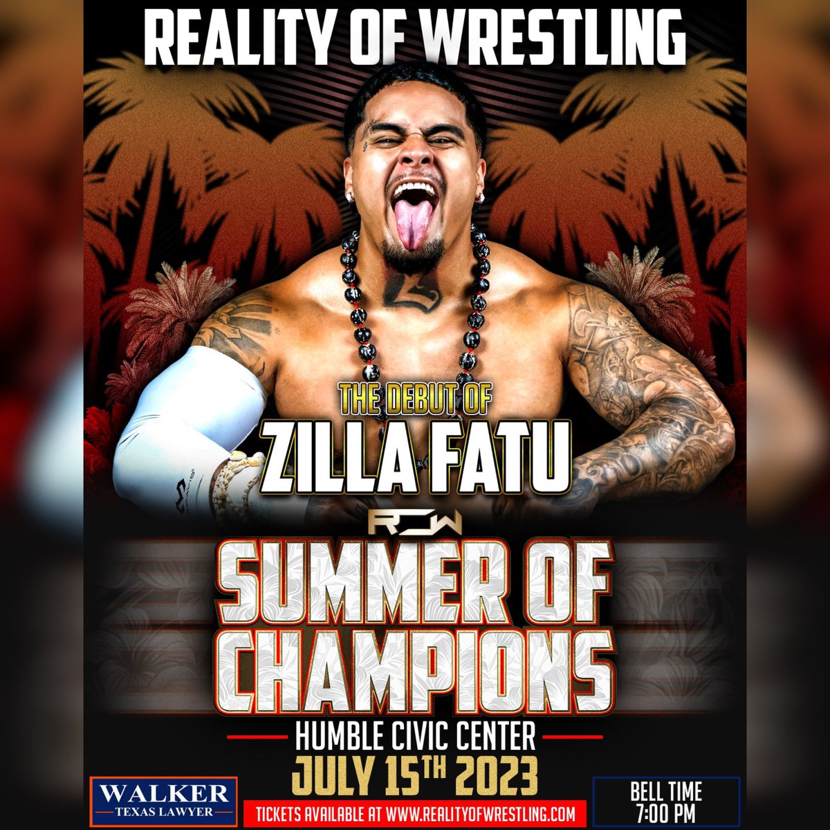 ‼️ The Debut of Zilla Fatu ‼️

Saturday, July 15th in Humble, Texas at the Humble Civic Center come see the must anticipated debut of @Zillafatu!!

#SummerOfChampionsIX #BloodLine #SamoanDynasty

8233 Will Clayton Pkwy
Humble, TX 77338

🎫 Tickets 🎫 
shorturl.at/disIV