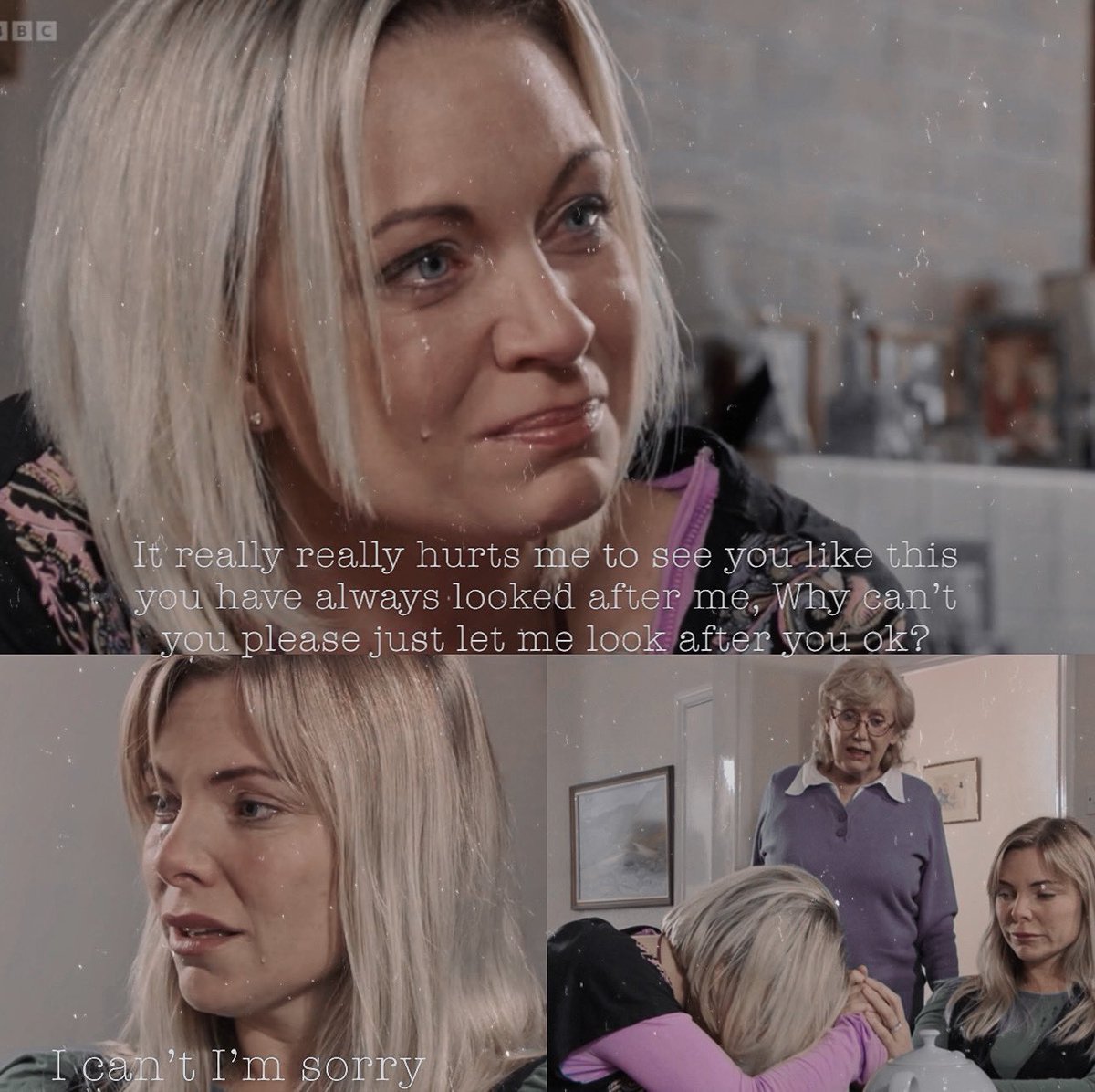 It’s really hurts me to see you like this you have always looked after me why can’t you please just let me look after you okay? I can’t I’m sorry”

Roxy wants to look after Ronnie but Ronnie still grieving over the lost of James and won’t let Roxy look after her 🥺💔