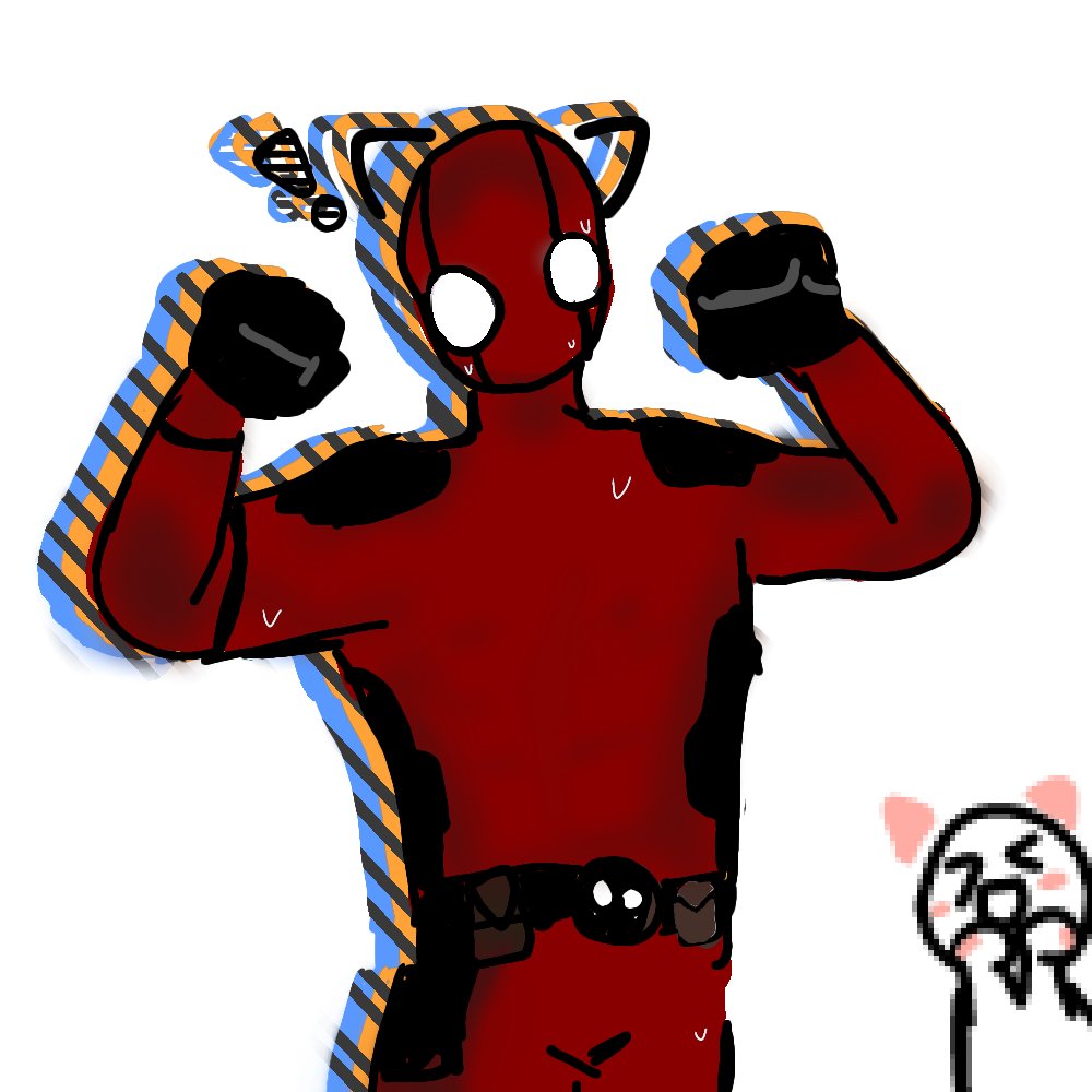 Dlems1418's tweet photo. Deadpool que lindo quedaste no tarde haciéndolo solo copie la pose de un dibujo de ahí en fuera nada más copiado todo vendría siendo original #deadp #Marvel #cute #cat #nekokawaii #neko #drawing https://t.co/0JrTl0gxsX