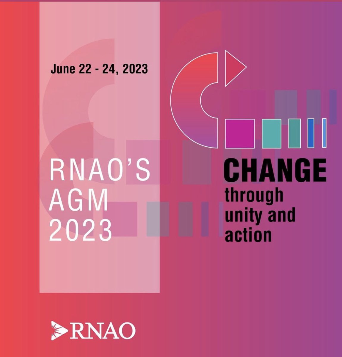 RNAO’s AGM is this Friday!! 
HELD IN PERSON for the first time since 2019! 

The theme for this years AGM is Change through Unity and Action. Register here: 

myrnao.ca/civicrm/event/…..

#registerednurse #ontarionurses #pediatricnurse #continuededucation #professionalpractice