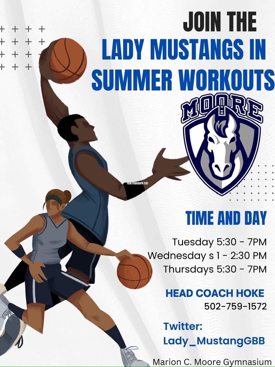 Come join us tomorrow!! #knowMoore #LadyMustangs @CoachHoke32 @Lady_MustangGBB