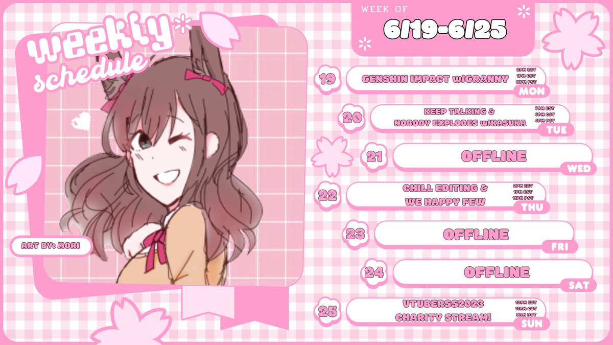figuremii's tweet photo. ๐STREAM SCHEDULE 6/19-6/25๐: Hope you enjoyed the scuffy stream with Grannytato today! Collab with @siraisi_kasuka tomorrow! And a huge reminder that I'll be having my first charity stream on Sunday as well :3
๐ LIVE - #Figlive
๐ ART - #FigInColor
๐ MEMES - #FigsMemeory https://t.co/PtdSb81w0K