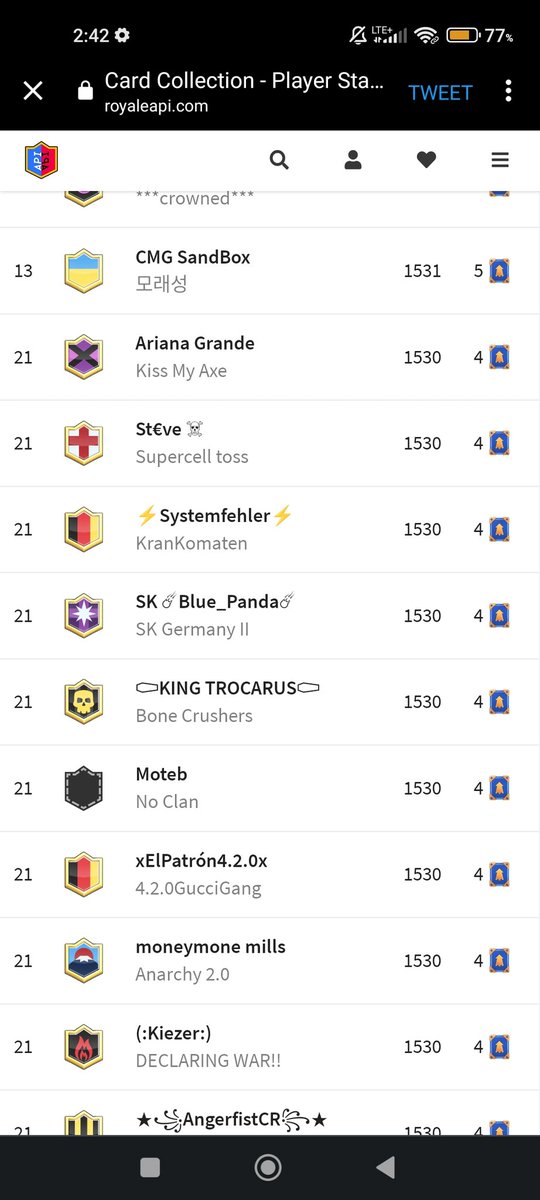 SystemfehlerRo's tweet photo. @RoyaleAPI @BigSpinCR einfach Platz 21 https://t.co/tn9S4rbaXB