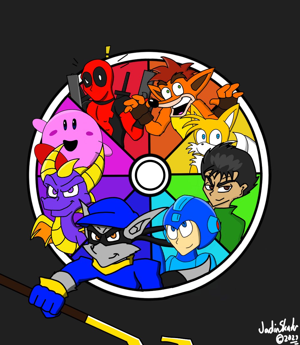 The Color wheel is done!
#Deadpool #CrashBandicoot #Yusuke #SlyCooper #Tails #Megaman #Kirby #SpyroTheDragon