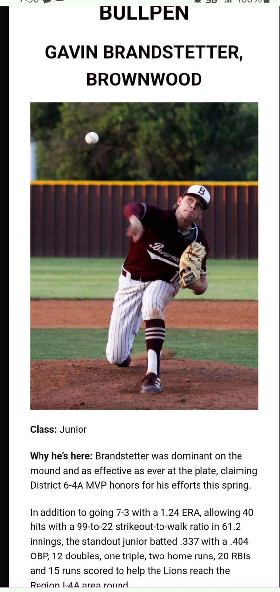 Thank you <a href="/BigCountrySport/">Evan Ren</a> for the recognition!
All Big Country Preps 
1st Team Pitcher

@ThrillHill_2 <a href="/CoachPhillips55/">Coach Phillips</a> <a href="/BrownwoodBaseb1/">Brownwood Baseball</a> <a href="/b34harris/">Brian Harris</a> <a href="/SvilleSox/">Stephenville Sox</a> <a href="/nateBural/">Nate Bural</a>