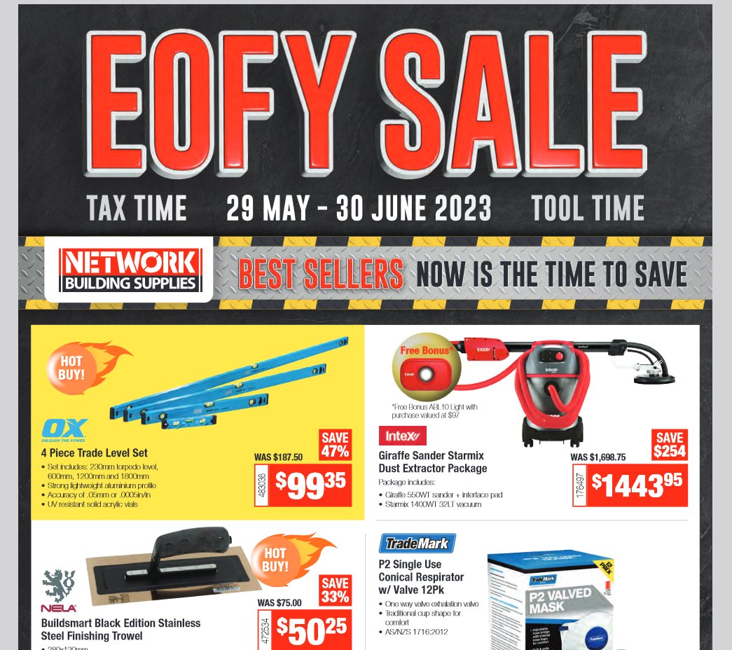 Get in quick and grab some big #discounts in the @CSRGyprock EOFY Sale! Available until the end of June. Check out the full catalogue here 👉 hi.switchy.io/EUDe.

#networkbuildingsupplies #toolsofthetrade