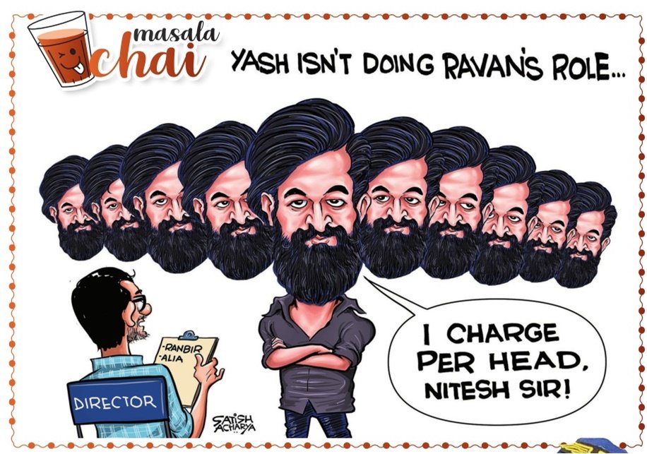 Here's a cartoon by @satishacharya in today's TOI Newspaper about the rumours @TheNameIsYash
Doing Ravana's Character in Nitesh Tiwari film.

#Yash #YashBOSS #Yash19