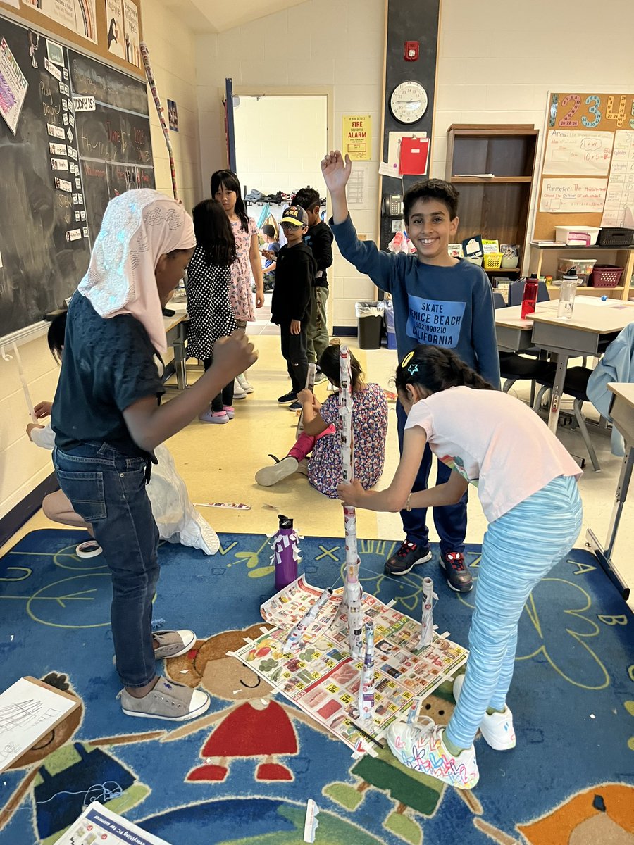 MsSavoie1's tweet photo. Students worked on a fun STEM challenge last week to build the tallest tower with only newspaper and tape! I loved how they all worked together and problem solved!! Great job 👍@SomersetPS https://t.co/qDMDjvAZpE