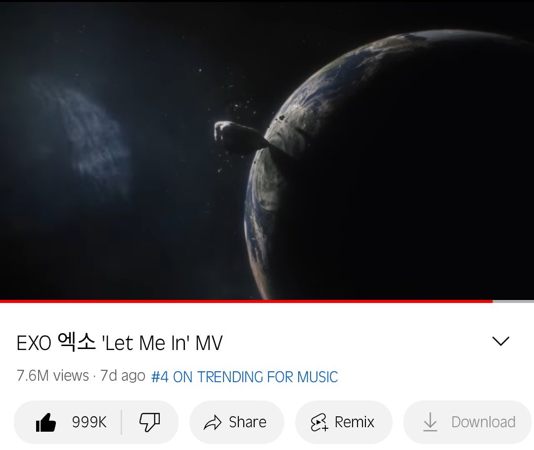 📌Currently at 7.6M views and trending #4 in music. 
Keep streaming Ls! We can do it. 

#EXO_LET_ME_IN #EXO_EXIST
#엑소_들어와 @weareoneEXO