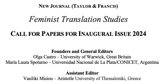 I'm thrilled to announce the new journal 'Feminist Translation Studies', to be published by Taylor & Francis (@WeAreTandF) in 2024. For more info & Call for Papers for inaugural issue: warwick.ac.uk/fac/arts/moder… So happy to be working with @LauraSpoturno & @VMisiou! @tandfnewsroom