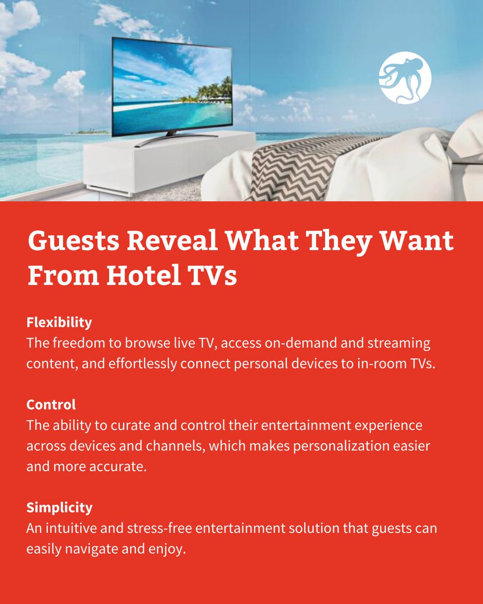 A hospitality tech report reveals the key features guests look for in their room TVs.

Meet the modern guests' expectations of in-room entertainment by providing freedom, control, and effortless simplicity with your Hotel TV.

#hospitality #technology #maldives