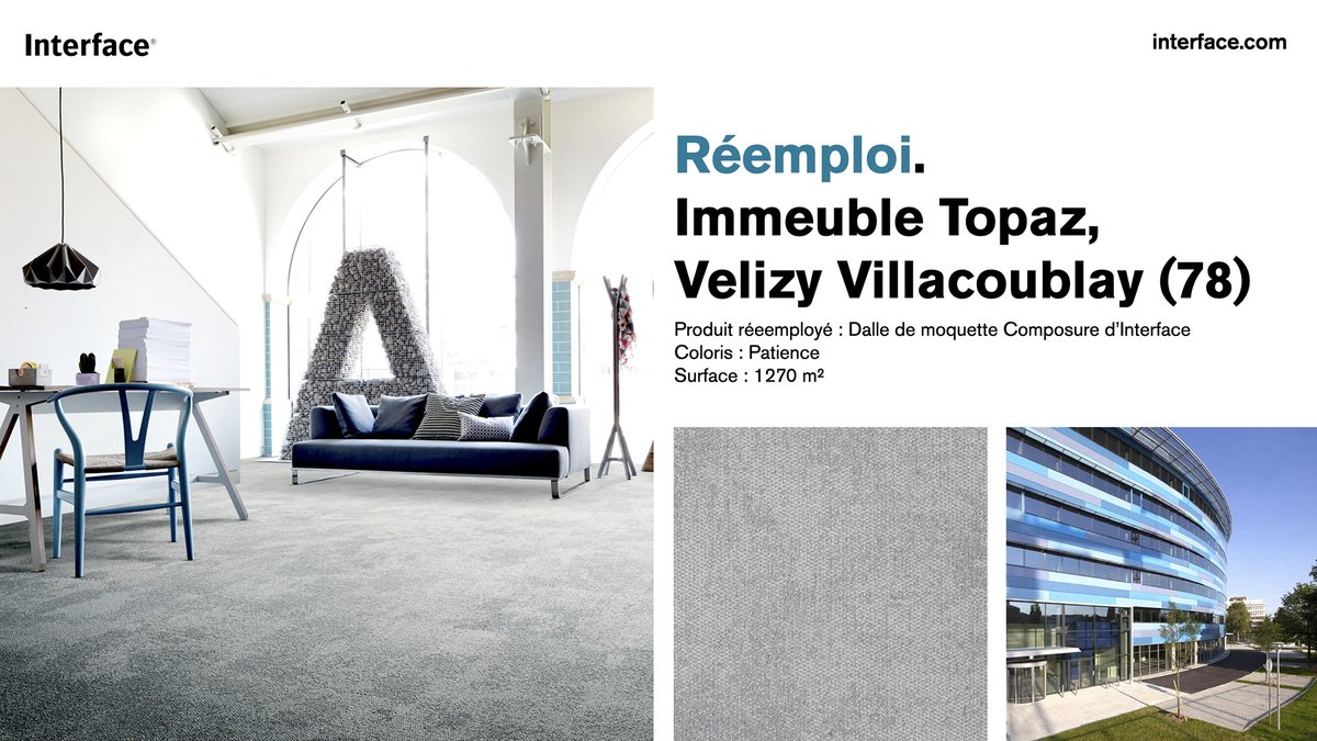 ♻️ Dans une démarche 100 % #EconomieCirculaire, la Société de la Tour Eiffel a expérimenté la moquette de #réemploi pour la rénovation d'un bâtiment de #bureaux : 1270 m² de #moquette Interface ont été installés dans les open-spaces de l’immeuble Topaz.
interf.ac/43T6V2L