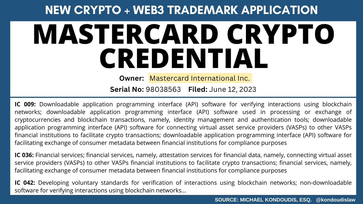 Mastercard is stepping into the crypto realm with a new trademark  application for blockchain and crypto transaction software. The goal? To  streamline crypto transactions and foster seamless connectivity between  VASPs. This move,