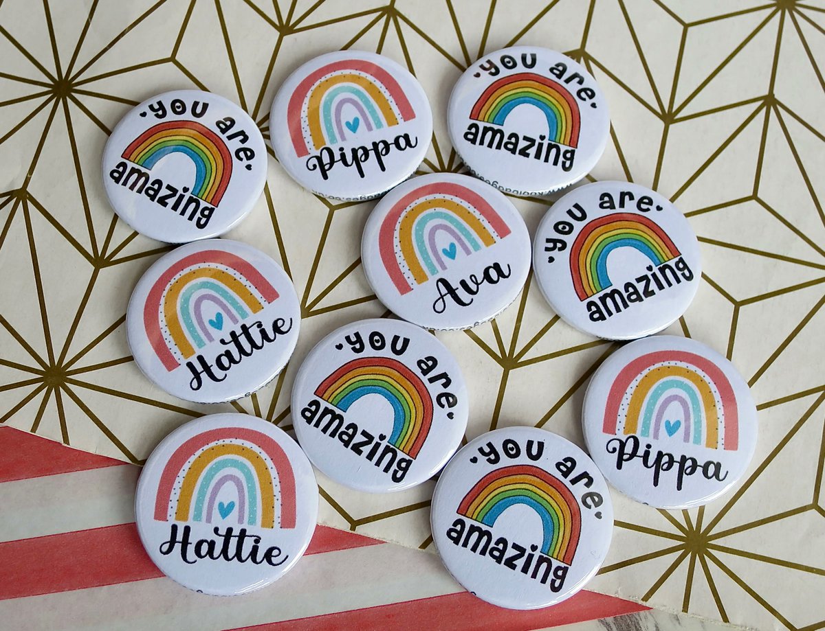 🌈  Custom Rainbow Name Badges - great for events, teachers, and parties koolbadges.co.uk/custom-name-ba…  #customnamebadge #badge #namebadge #25mm #buttonbadge #rainbow
