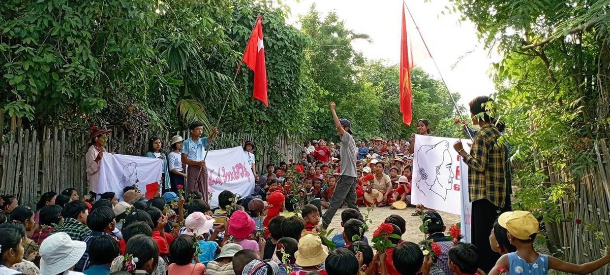 KYITHAR95368969's tweet photo. The protesters of Lu Nge Arr Man Strike from western part of #Yinmarbin Twp, #Sagaing Region, joined demonstration to overthrow the #MilitaryDictatorship on Jun19.

#AcceptNUGRejectMilitary             
#2023Jun20Coup           #WhatsHappeningInMyanmar https://t.co/o4aPmsQOVE