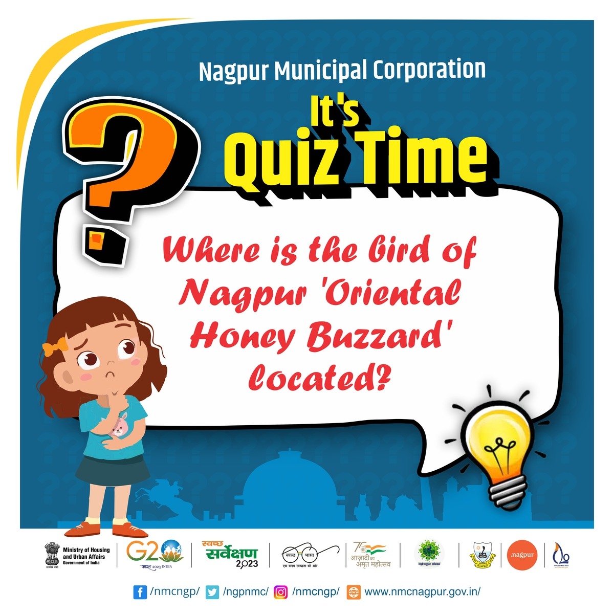 It's Quiz time.

Where is the bird of Nagpur 'Oriental Honey Buzzard' located?

#quiz #quiztime #knowledge #SwachhataKeDoRang #MyCityMyPride #Plasticfreecity #GoGreen #IndiavsGarbage #MissionLiFE #ChooseLiFE #environment #climatechange #MycityMyResponsibility 
#माझीवसुंधरा