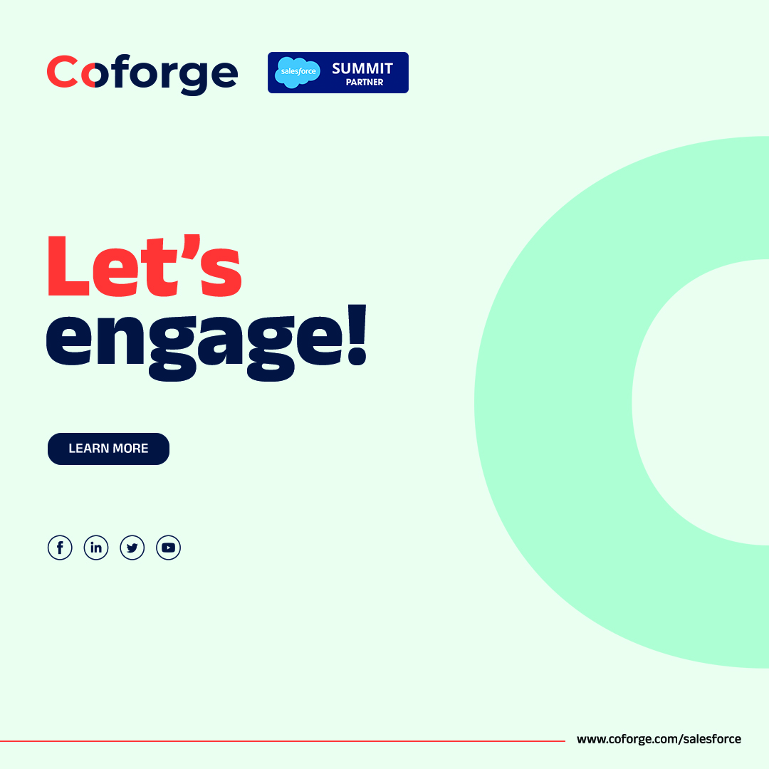 Coforge_Tech's tweet photo. Explore our #salesforcesolutions for Insurance, built on the back of our deep domain expertise. Meet us at Salesforce World Tour Essentials, in Mumbai, and let’s talk #InsureTech https://t.co/EHe5IMeLPf

#coforge #insurancesolutions #salesforceplatform https://t.co/d03vNacof4
