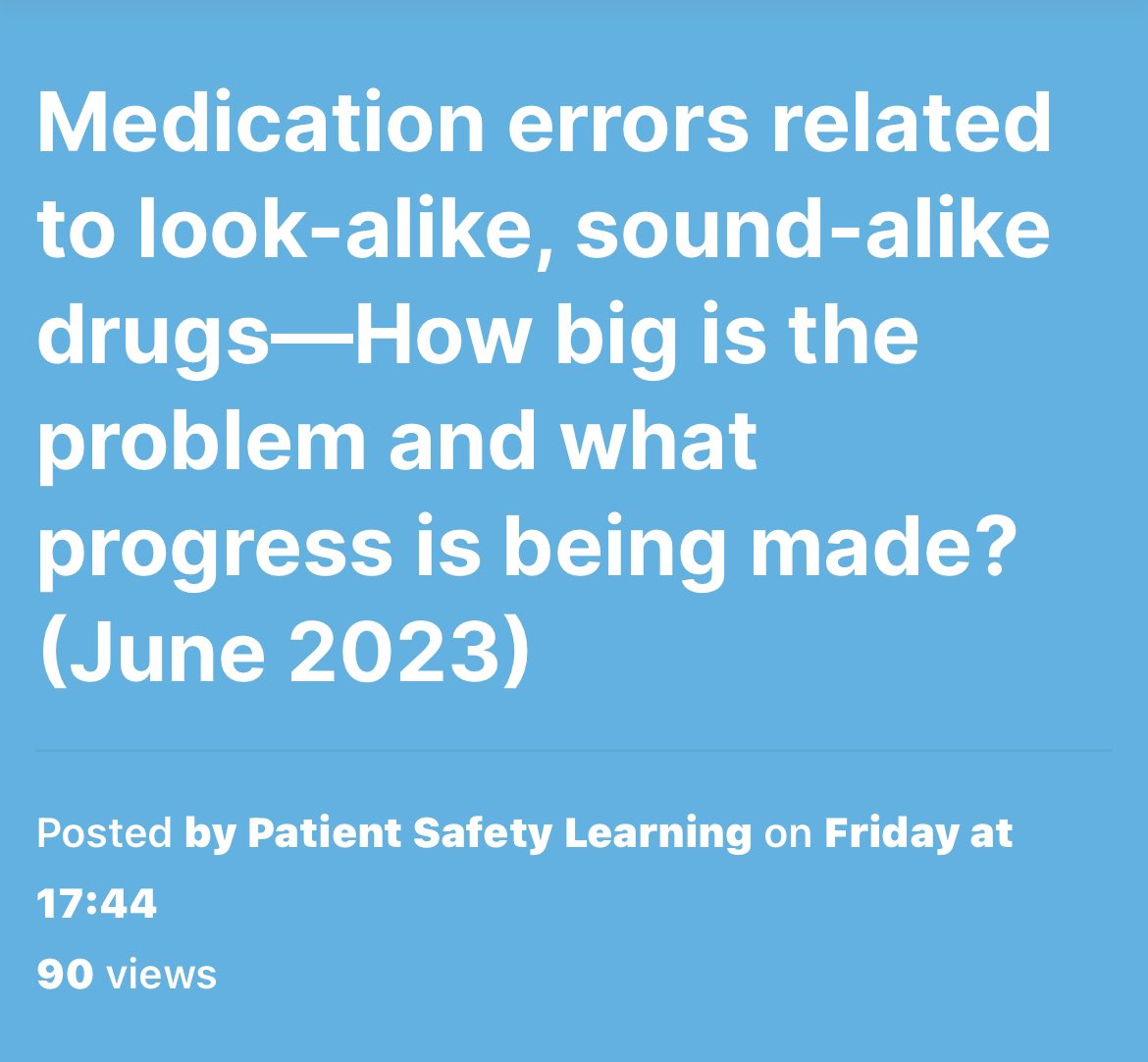 “HC professionals, safety groups, & professional organisations should continue to work with manufacturers, regulators, & naming entities to explore opportunities to ⬇️ the LASA risks for drugs 💊💉that are either new to the market or in the pre-marketing stage. ⬇️
#MedSafety