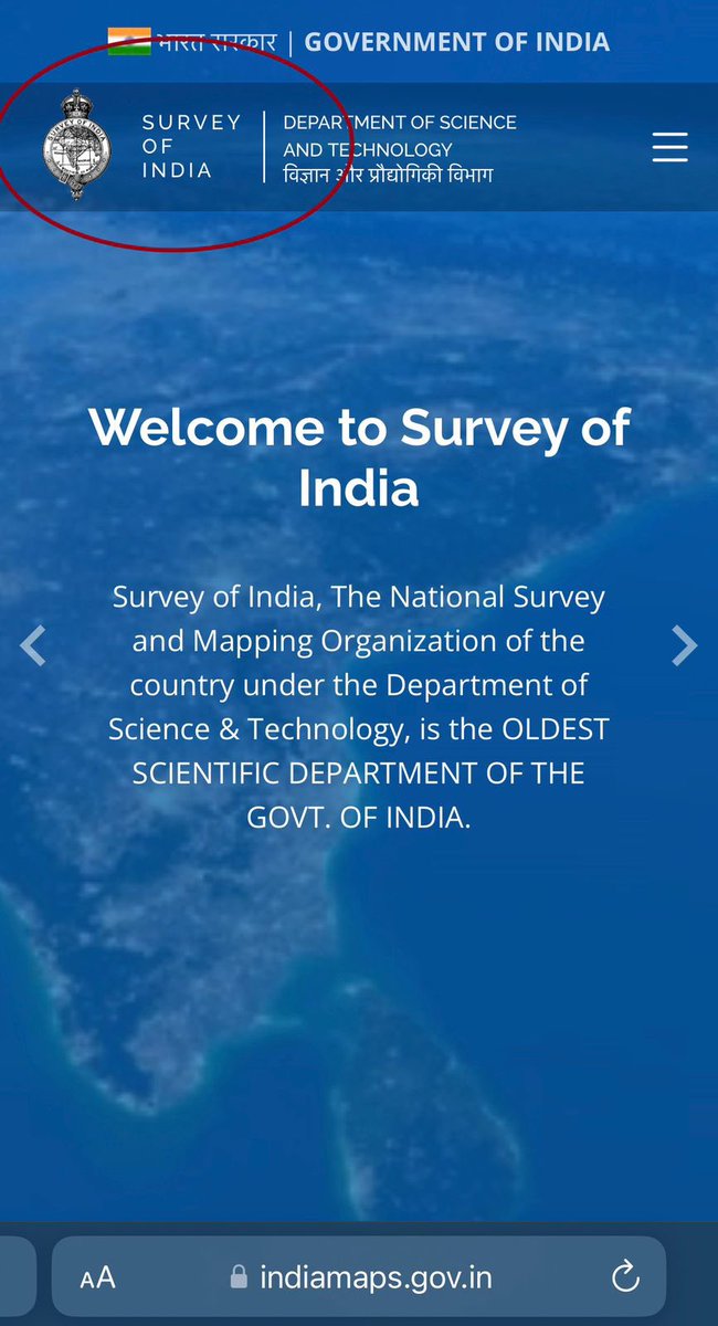 Manish_G0209's tweet photo. Just saw the Survey of India emblem and realized they've been holding onto their colonial era roots like it's a quirky fashion trend! Talk about time travel fashionistas! 💃🎩  #ThrowbackEmblems #ColonialChic #EmblemConfusion @DrJitendraSingh @PMOIndia @IndiaDST @sgi_soi https://t.co/bswkeKiUyT