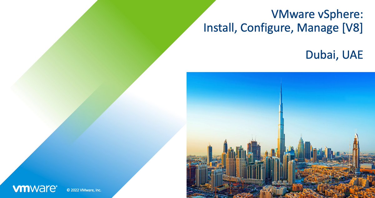 Delivering this week: #VMware vSphere Install, Configure and Manage v8

Dubai, UAE

VATC: VMware EMEA

<a href="/VMwareEducation/">VMware Learning</a> <a href="/VMwareEdu/">VMware for Education</a> <a href="/vExpert/">VMware vExpert</a>