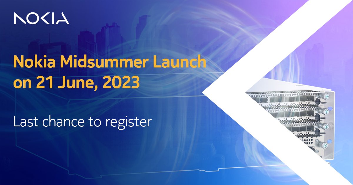 Join us tomorrow at our virtual Nokia Midsummer Launch event! Our Mobile Networks leaders will unveil our latest products and tech innovations. Hear from our valued customers sharing their views on collaboration with Nokia.

Register now: nokia.ly/432vskV 
#MidsummerLaunch