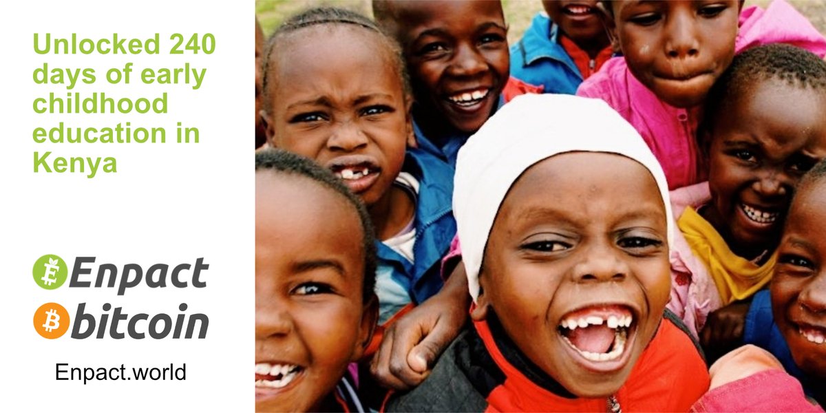 BitcoinEnpact's tweet photo. Latest #Enpact : Unlocked 240 days of early childhood education in Kenya. Read more here: https://t.co/uAqrJARtCf #Bitcoin https://t.co/KugWCQaZNT