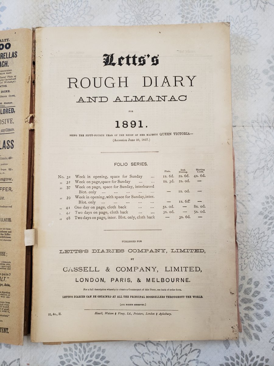 A spooky feeling - today I am reading a diary that certainly hasn't been read since 1934 and almost certainly hasn't been read since it was written in 1891. Unlike most of #EllenWillmott s dad's journals, this one is complete and, with a lot of squinting, readable.