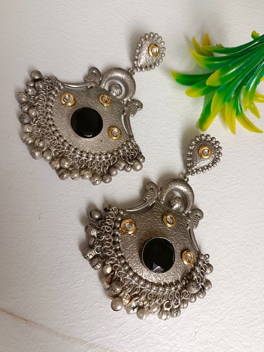 Embrace the allure of oxidized stone earrings, adding a touch of vintage charm to your ensemble Follow for more Contact US:- 702 302 6057 #fullset #set #neckset #earrings #uniquejewelry #fashion #jewelry #jewelrylover #trendy #accessories #jewelrydesign #beautifulset