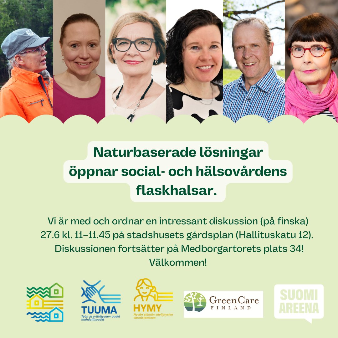Muista myös #GreenCare -keskustelutilaisuus klo 11-11.45 kaupungintalon pihan lavalla (Hallituskatu 12)!  #SuomiAreena #maaseutu #maaseutupolitiikka #luontohyvinvointi #hyvinvointialue #sote #luontoratkaisuja maaseutupolitiikka.fi/uutiset/suomia… @gcfinland