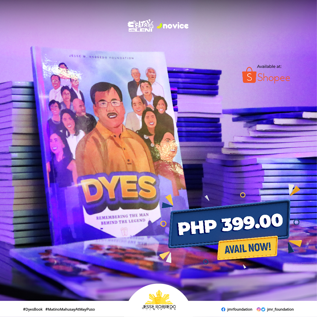 JMR_Foundation's tweet image. Get your copy now! "Dyes: Remembering The Man Behind The Legend" is NOW AVAILABLE through the Jesse M. Robredo Foundation's Shopee Account.

Add this book to your shopping cart by clicking on this link - bit.ly/DyesShopee.

#JMRF #Dyes #MatinoMahusayAtMayPuso