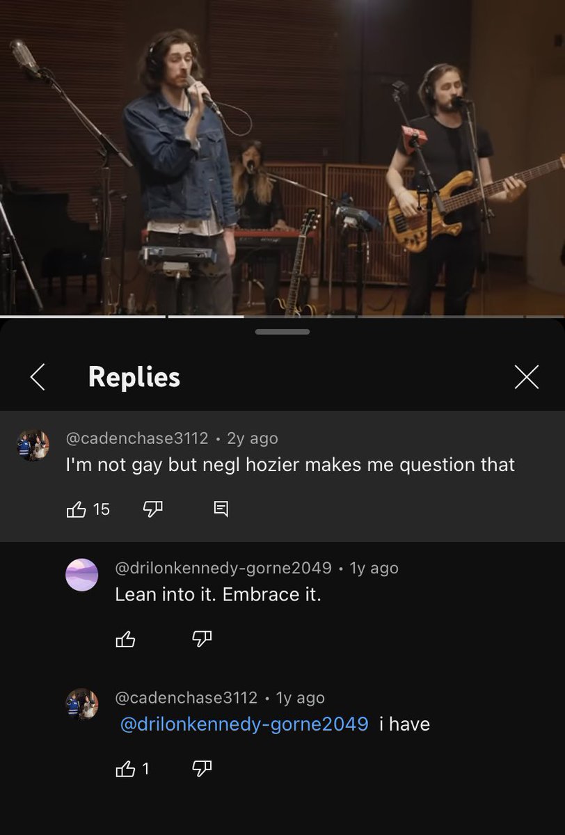 I was just watching a live Hozier vid, and was scrolling through the comments and I found my favorite YouTube comment