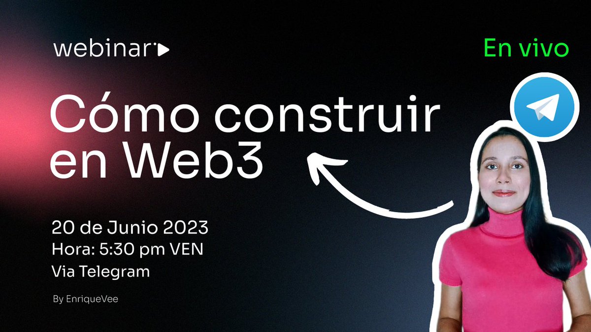 ¿Ya sabes sobre el Webinar "Construye en Web3" que será dictado por <a href="/enriquevee/">Soy Enrique #NoMeCreasNada</a> vía Telegram?  Este Webinar te permitirá conocer lo básico para empezar a construir en #Web3, así que... ¡No puedes perdértelo! 🤩

Inscríbete aquí 👉hivemeetup.online/web3/

➡️peakd.com/hive-151961/@v…